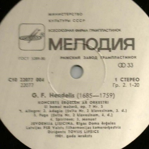Г. Ф. ГЕНДЕЛЬ. Концерты для органа с оркестром (2)