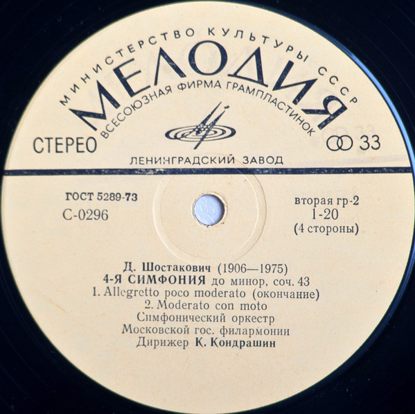 Д. ШОСТАКОВИЧ. Симфония № 4, Сюита из музыки к трагедии Шекспира "Гамлет"