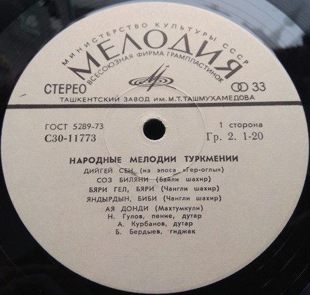 НАРОДНЫЕ МЕЛОДИИ ТУРКМЕНИИ