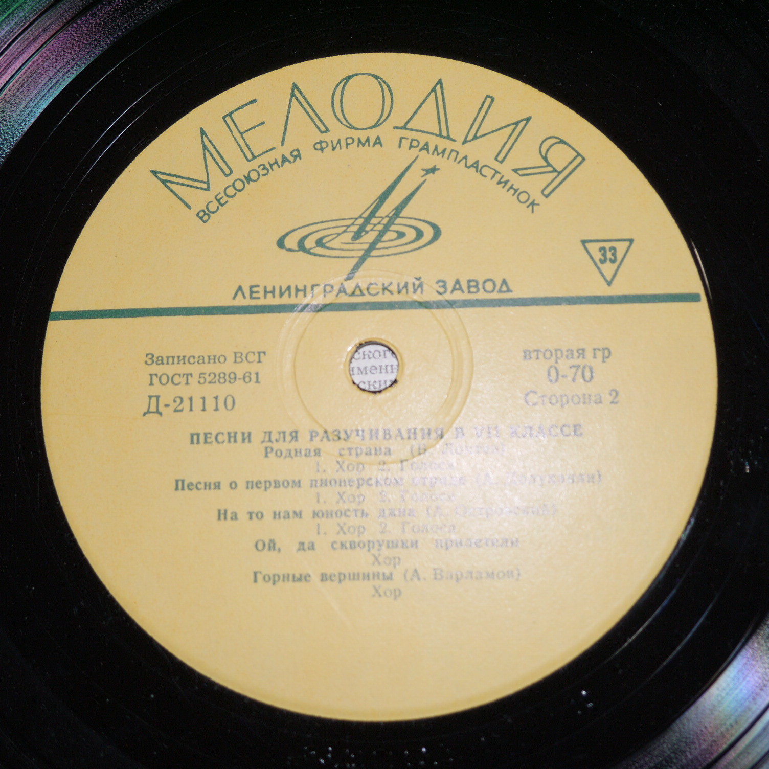 Песни для разучивания в V - VII классах средней школы