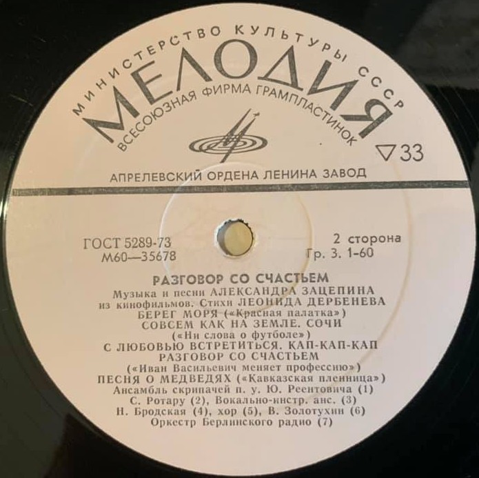 Александр Зацепин. Разговор со счастьем. Песни из кинофильмов