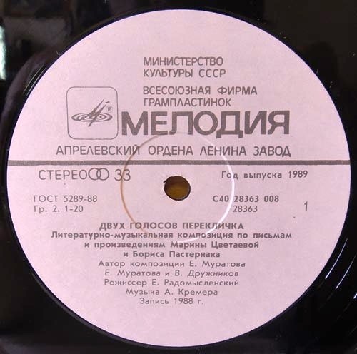 Борис Пастернак, Марина Цветаева. Двух голосов перекличка