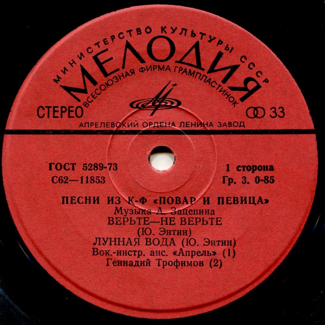 Мелодии экрана. Песни из кинофильма «Повар и певица»