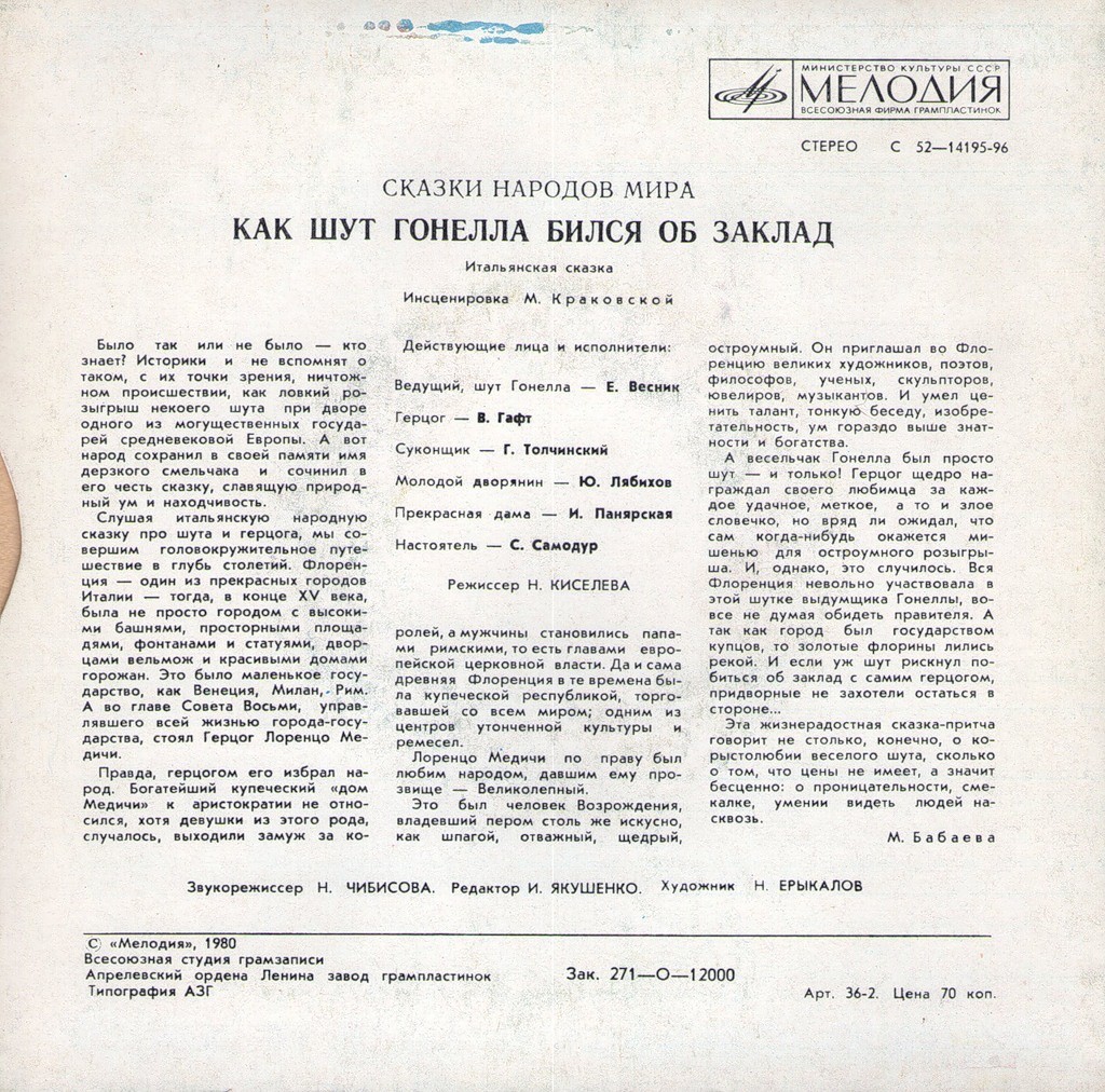 Как шут Гонелла бился об заклад (итальянская сказка)