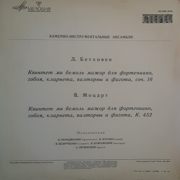 Л. Бетховен, В. Моцарт. Квинтеты