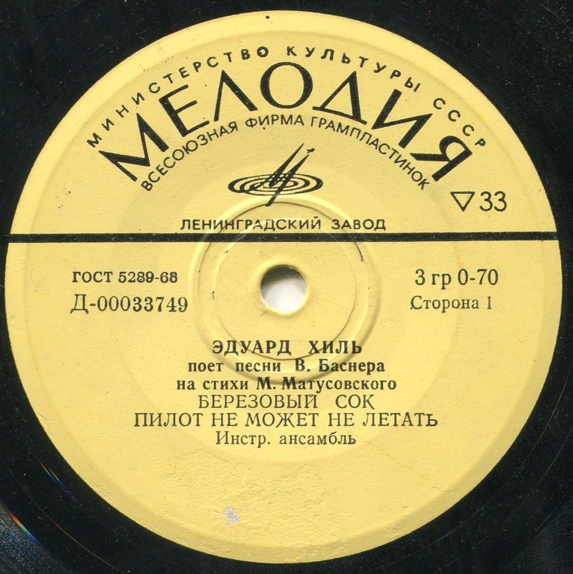 Эдуард Хиль поёт песни В. Баснера на стихи М. Матусовского