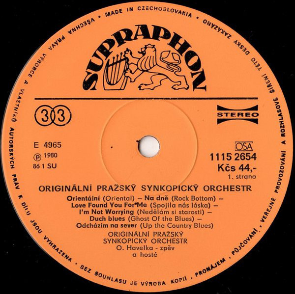 Originální Pražský Synkopický Orchestr [по заказу чешской фирмы SUPRAPHON 1115 2654]