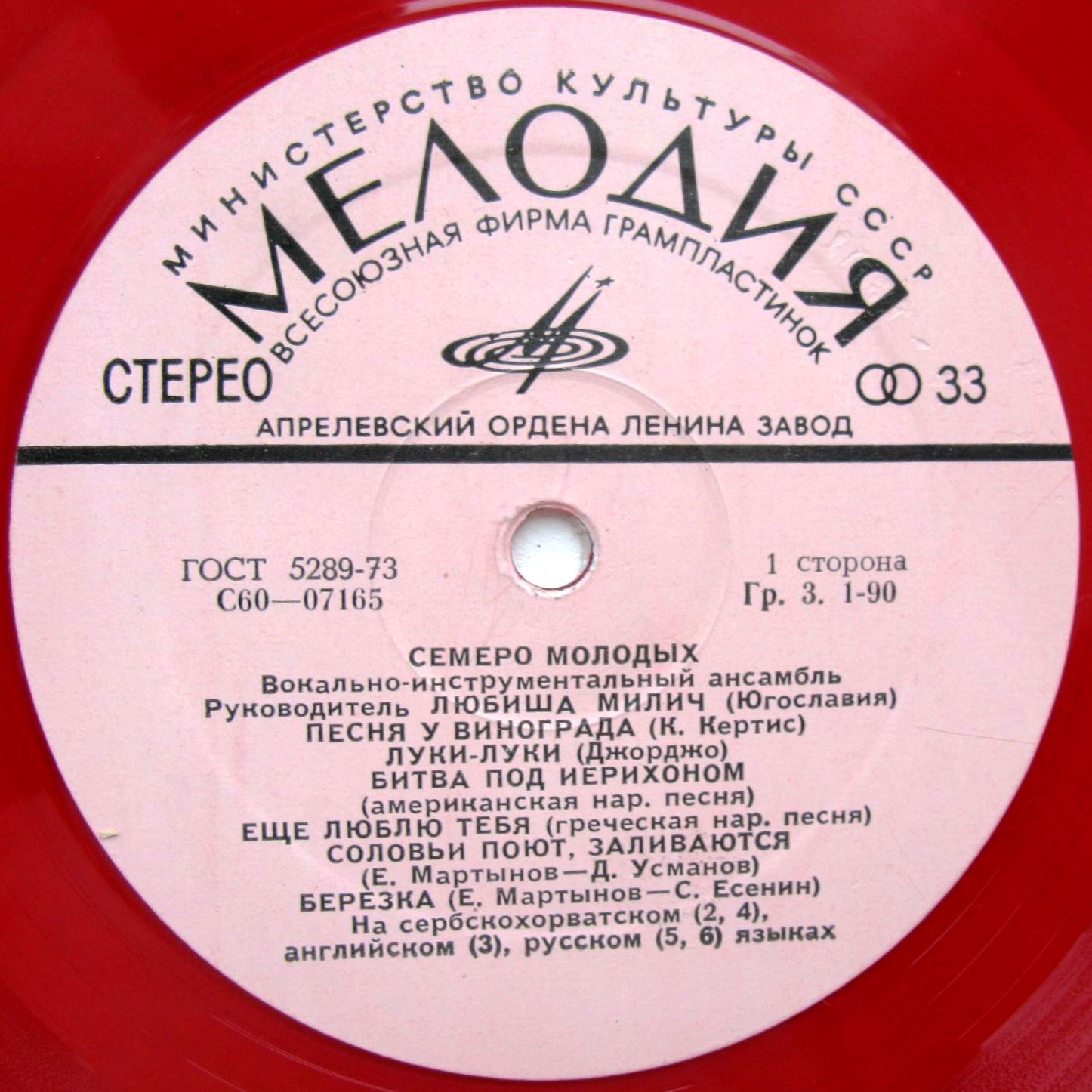 Семеро молодых. Вокально-инструментальный ансамбль. Руководитель Любиша Милич (Югославия)