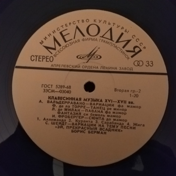 КЛАВЕСИННАЯ МУЗЫКА XVI-XVII ВЕКОВ (Борис Берман)