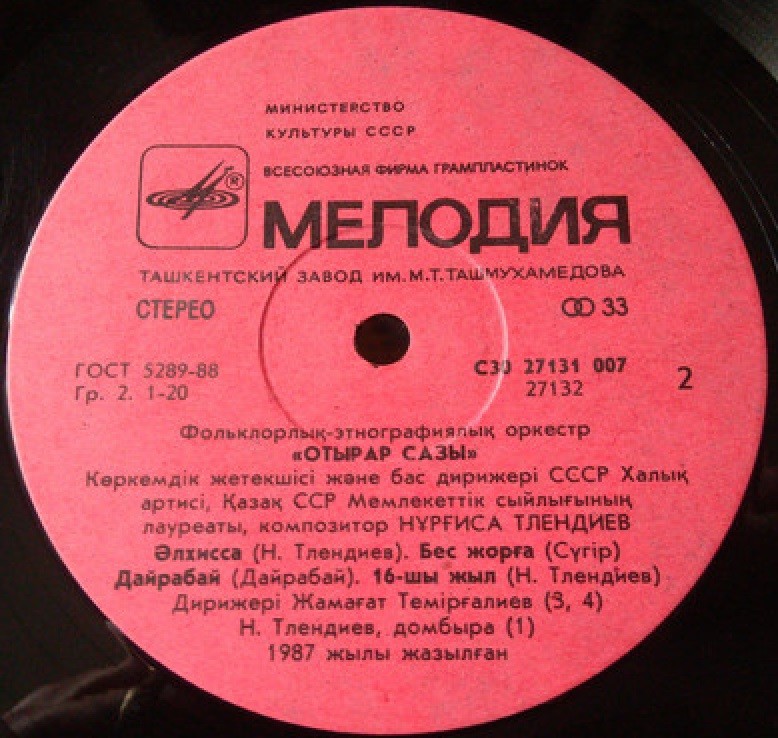 ФОЛЬКЛОРНО-ЭТНОГРАФИЧЕСКИЙ ОРКЕСТР «ОТРАР САЗЫ», главный дирижер Нургиса Тлендиев