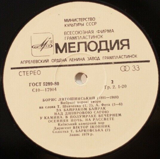 Б. ЛЯТОШИНСКИЙ. Избранные хоровые произведения