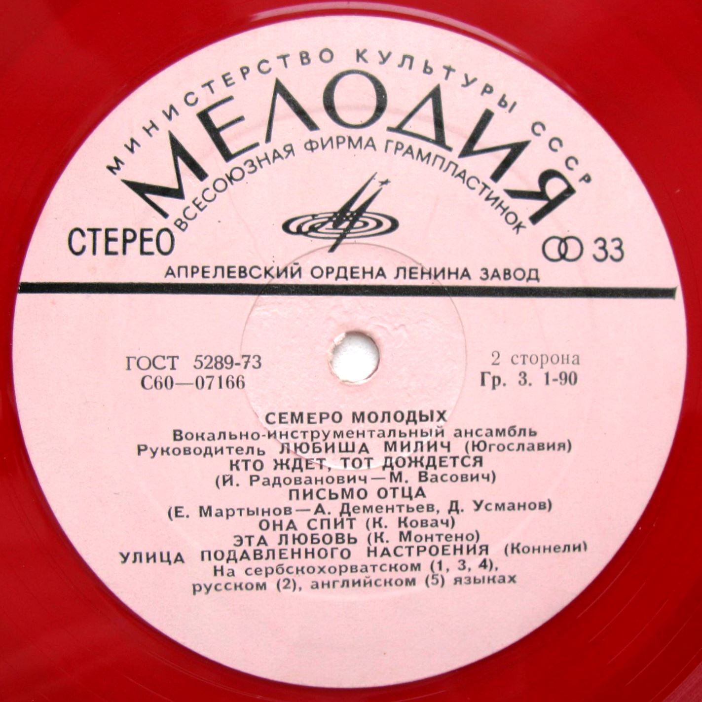 Семеро молодых. Вокально-инструментальный ансамбль. Руководитель Любиша Милич (Югославия)