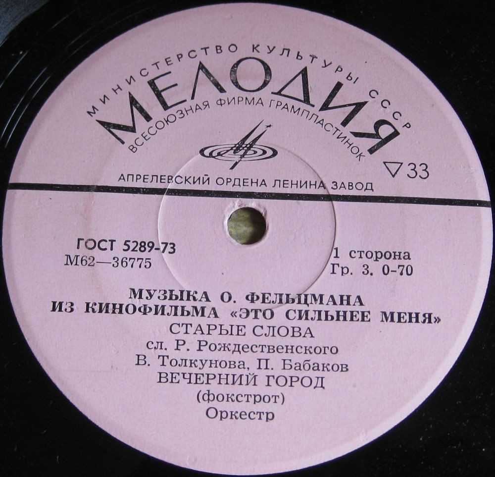 Музыка О. Фельцмана из кинофильма "Это сильнее меня"