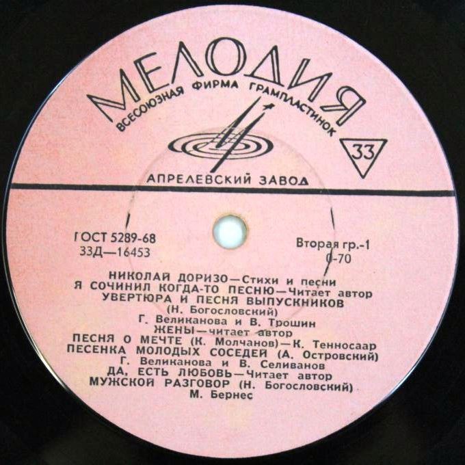 Николай ДОРИЗО — Стихи и песни