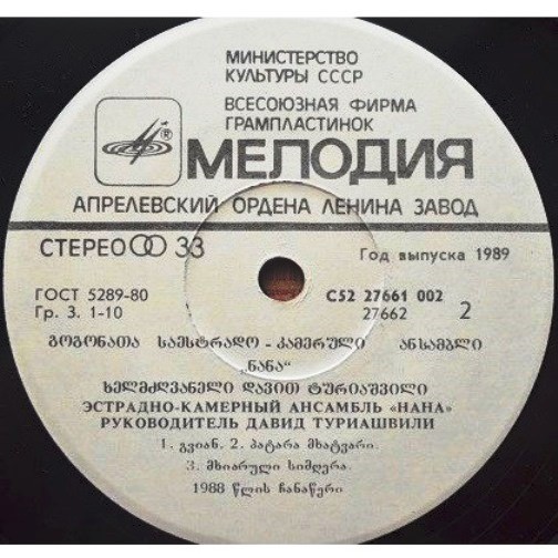 ЭСТРАДНО-КАМЕРНЫЙ АНСАМБЛЬ ДЕВОЧЕК «НАНА», руководитель Давид Туриашвили