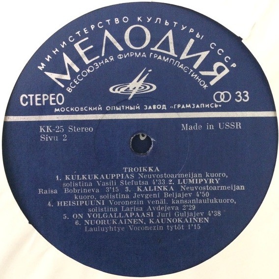 TROIKKA: Kansanlauluja (Сборник русских народных песен) [по заказу финской фирмы KANSAN, KK-25]