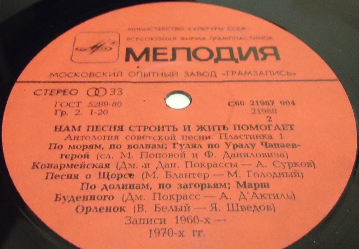 НАМ ПЕСНЯ СТРОИТЬ И ЖИТЬ ПОМОГАЕТ. Антология советской песни. Пластинка 1