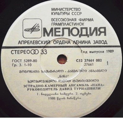 ЭСТРАДНО-КАМЕРНЫЙ АНСАМБЛЬ ДЕВОЧЕК «НАНА», руководитель Давид Туриашвили