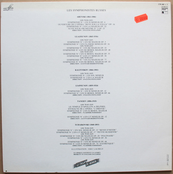 Les Symphonistes Russes. Tchaïkovski. Symphonies 1 & 2 (Le Chant Du Monde ‎LDX 78034, 2LP)