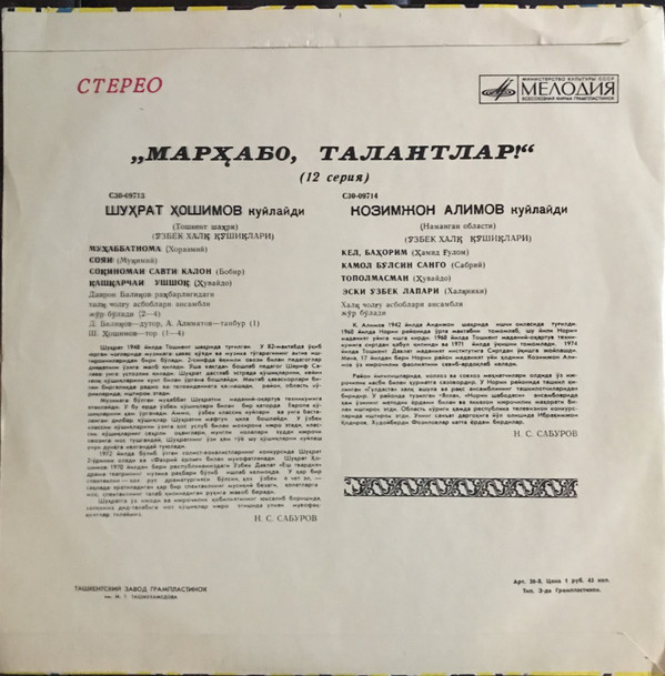 «МАРХАБО, ТАЛАНТЛАР!» Лауреаты Республиканского телевизионного конкурса художественной самодеятельности (выпуск 12)