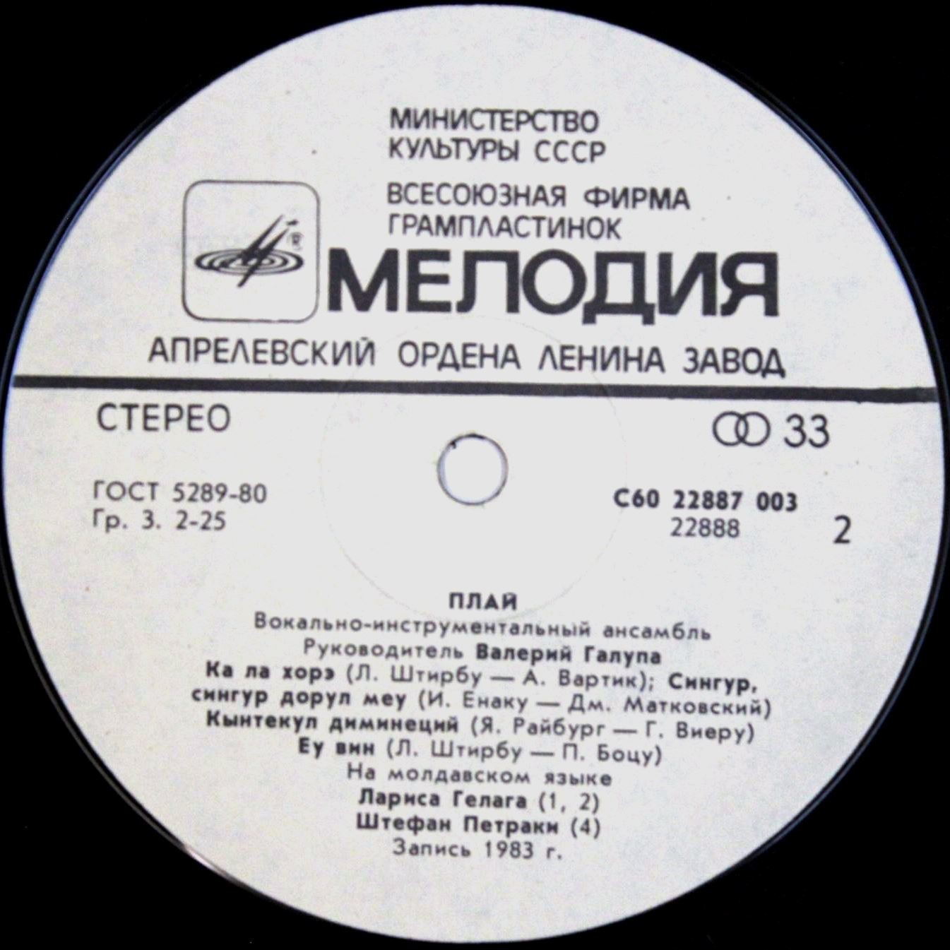 ВИА «ПЛАЙ», рук. Валерий Галупа.