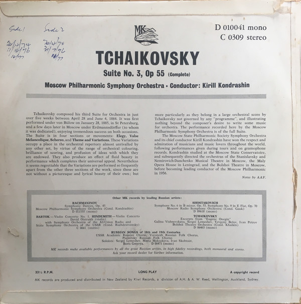 П. Чайковский: 3-я сюита, соч. 55 (К. Кондрашин)