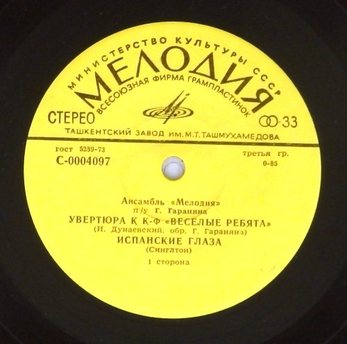 Инстр. ансамбль "Мелодия", рук. Г. Гаранян и В. Чижик
