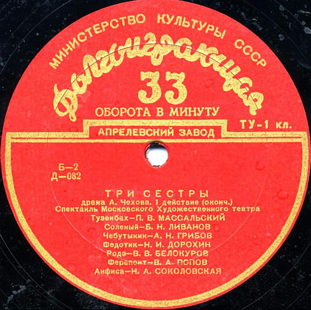А. ЧЕХОВ (1860–1904): «Три сестры» (спектакль МХАТ)