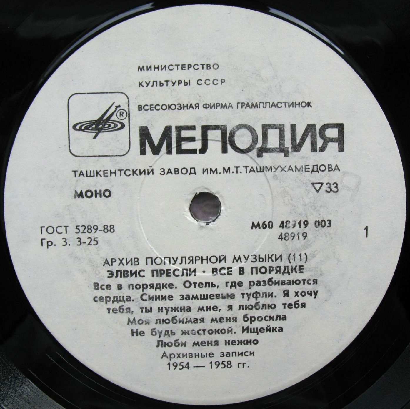 Архив популярной музыки №11. Элвис Пресли. Всё в порядке