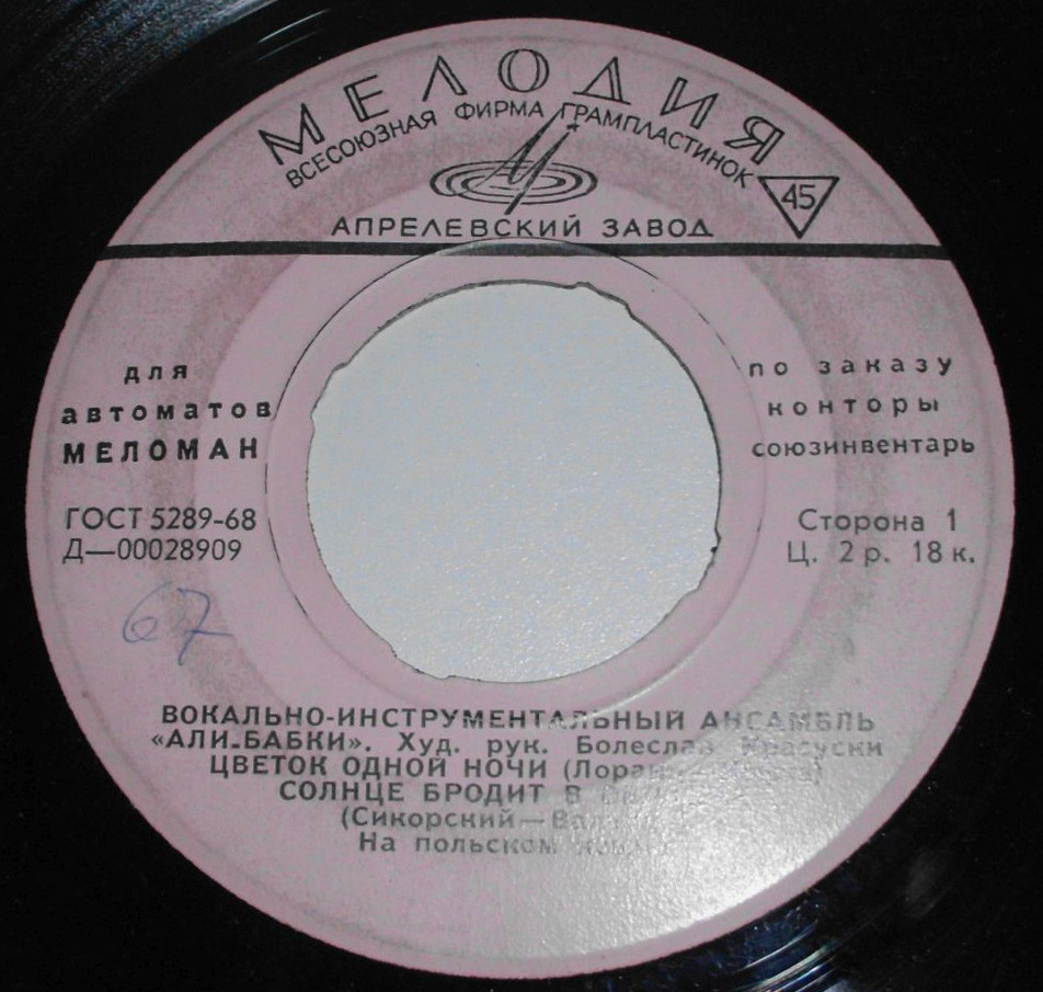 Вокально-инструментальный ансамбль "Али-бабки" [для автоматов "Меломан" по заказу конторы Союзинвентарь]