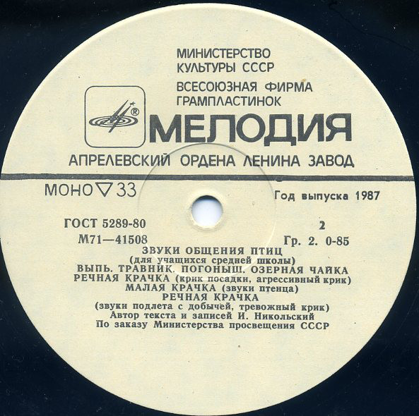 ЗВУКИ ОБЩЕНИЯ ПТИЦ (для учащихся средней школы)