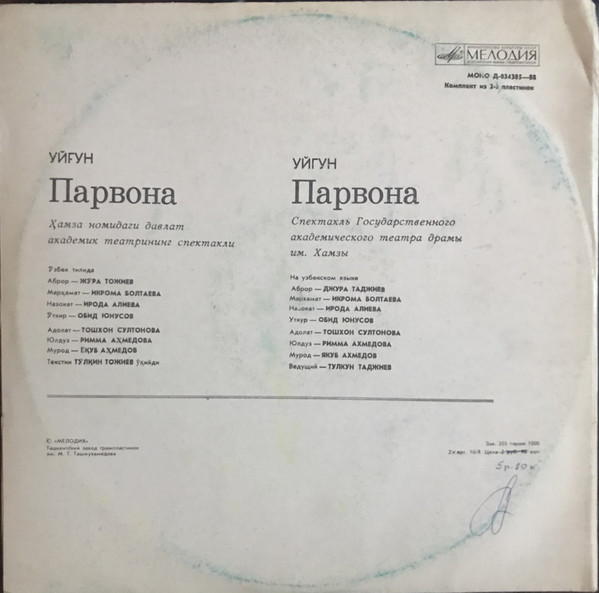 УЙГУН (1905). "Парвона"