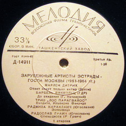 ЗАРУБЕЖНЫЕ АРТИСТЫ ЭСТРАДЫ — ГОСТИ МОСКВЫ (1963–1964 гг.)