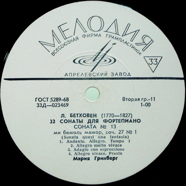 Л. БЕТХОВЕН (1770–1827): 32 сонаты для фортепиано (Мария Гринберг)