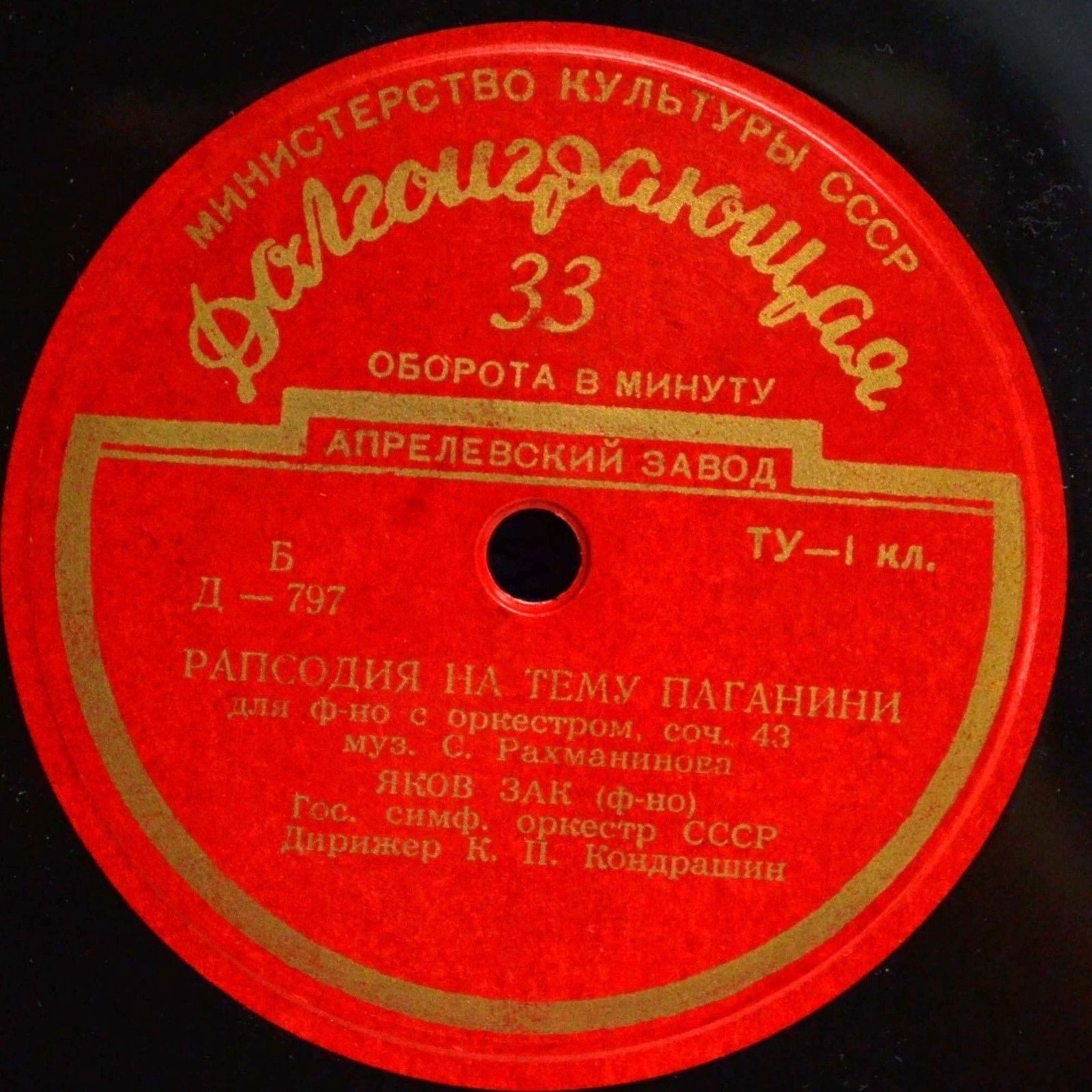 С. РАХМАНИНОВ (1873–1943): Рапсодия на тему Паганини для фортепиано с оркестром, соч. 43 (Я. Зак, К. Кондрашин)