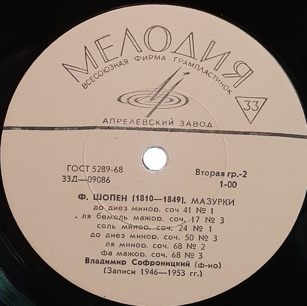 Ф. Шопен. Играет Владимир СОФРОНИЦКИЙ (ф-но)