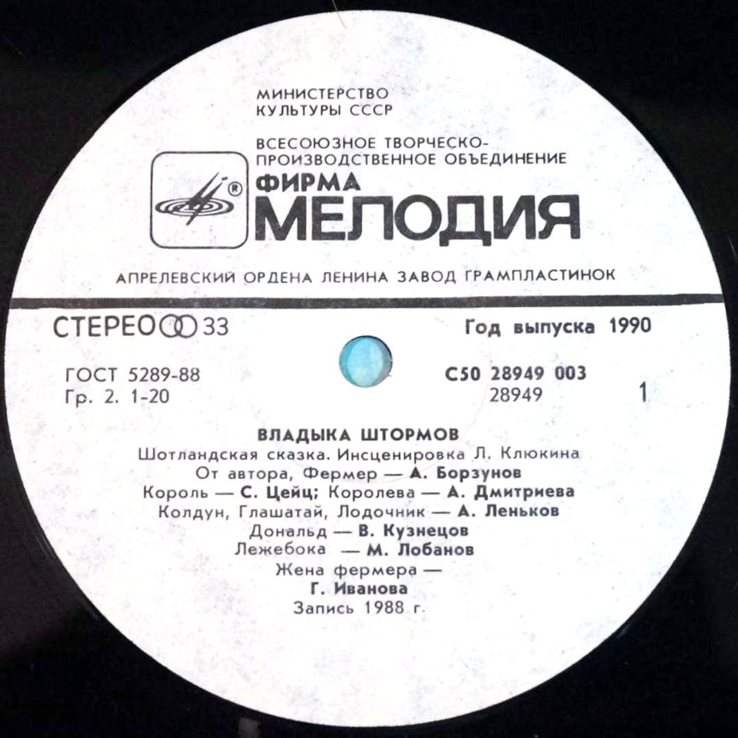 ВЛАДЫКА ШТОРМОВ. Шотландская сказка (инсценировка Л. Клюкина).