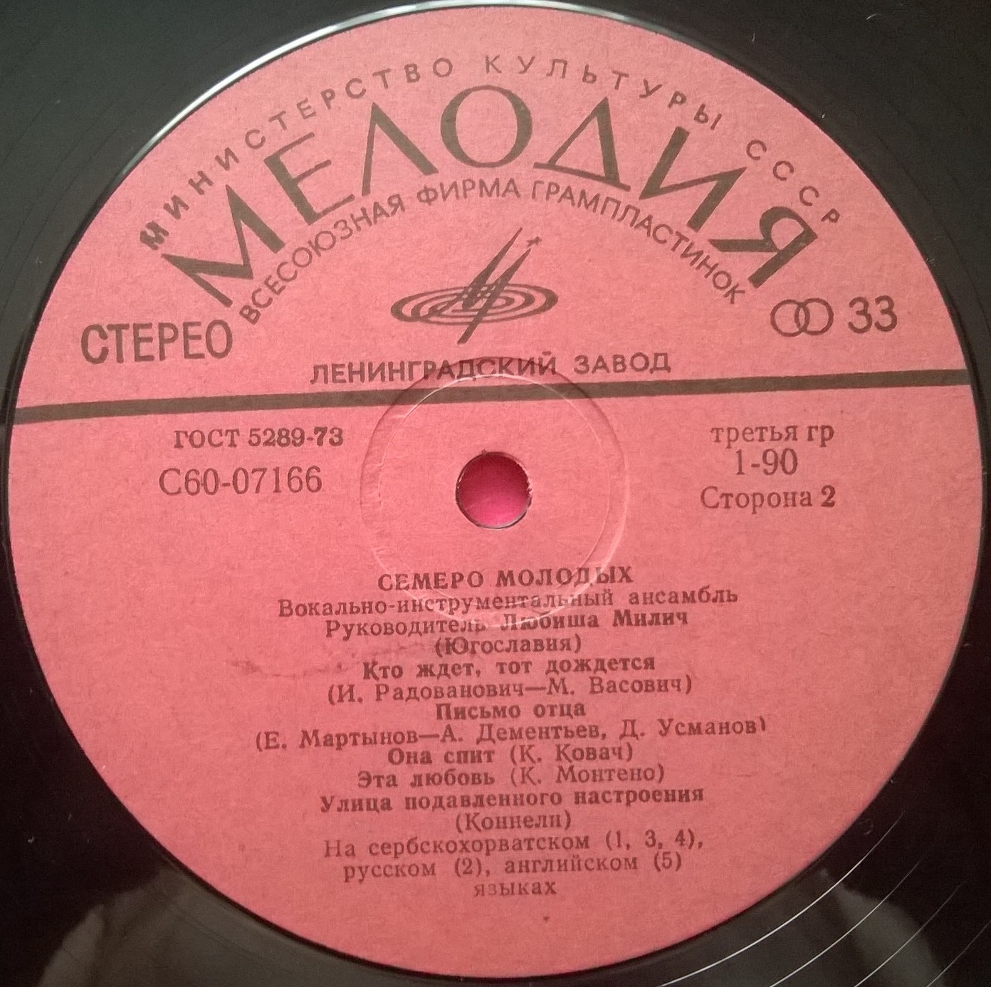 Семеро молодых. Вокально-инструментальный ансамбль. Руководитель Любиша Милич (Югославия)