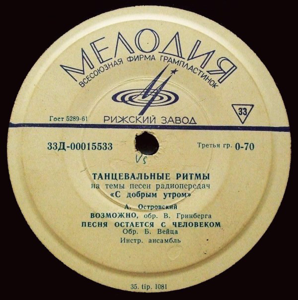 ТАНЦЕВАЛЬНЫЕ РИТМЫ НА ТЕМЫ ПЕСЕН РАДИОПЕРЕДАЧ «С ДОБРЫМ УТРОМ»