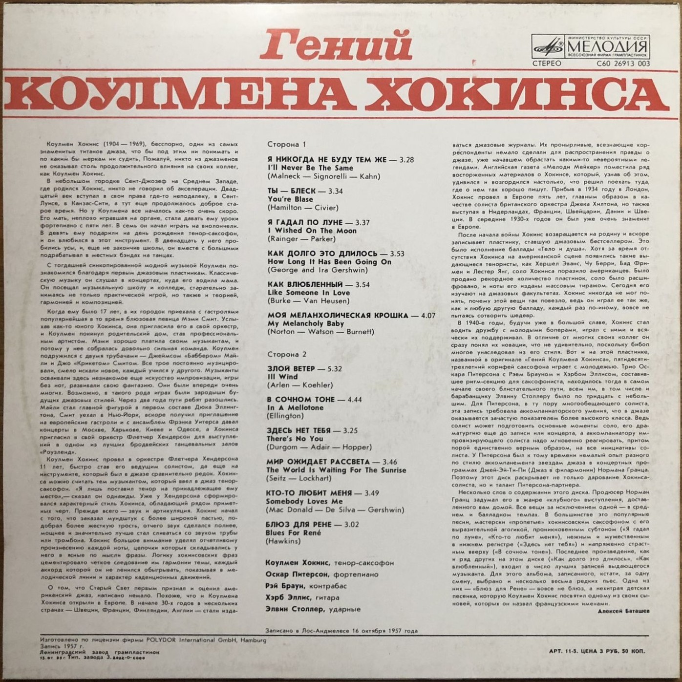 Гений Коулмена Хокинса