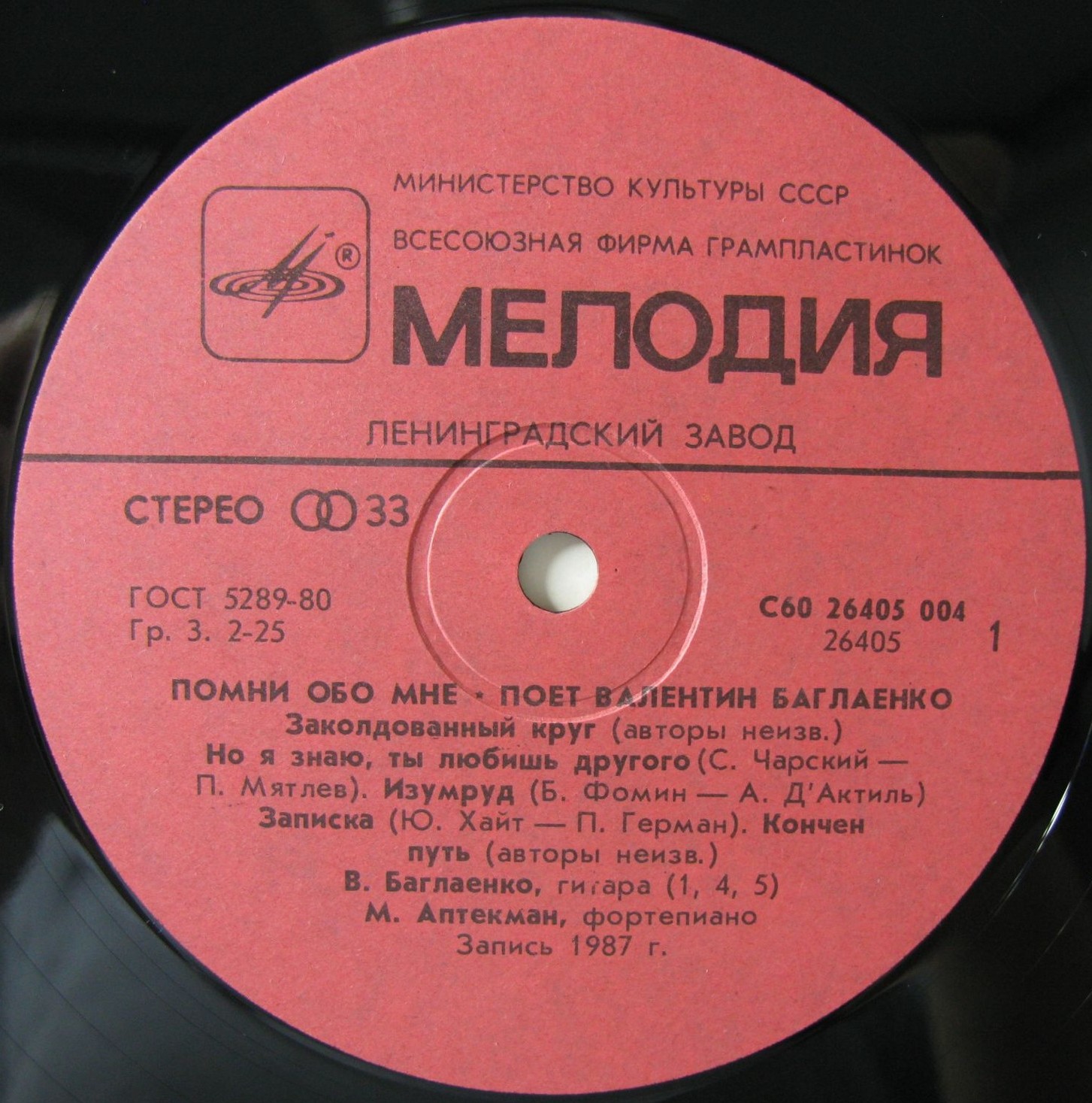 ПОЁТ ВАЛЕНТИН БАГЛАЕНКО. "Помни обо мне"