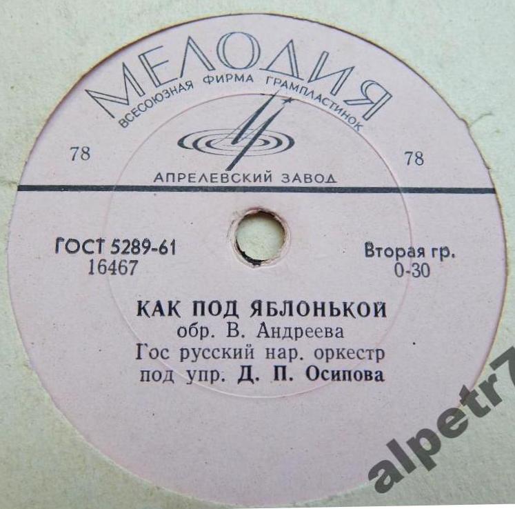Гос. русский народный оркестр п/у Д. Осипова - Как под яблонькой / Сельская полька