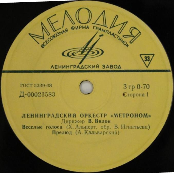 Ленинградский оркестр «МЕТРОНОМ», дирижер В. ВИЛОН