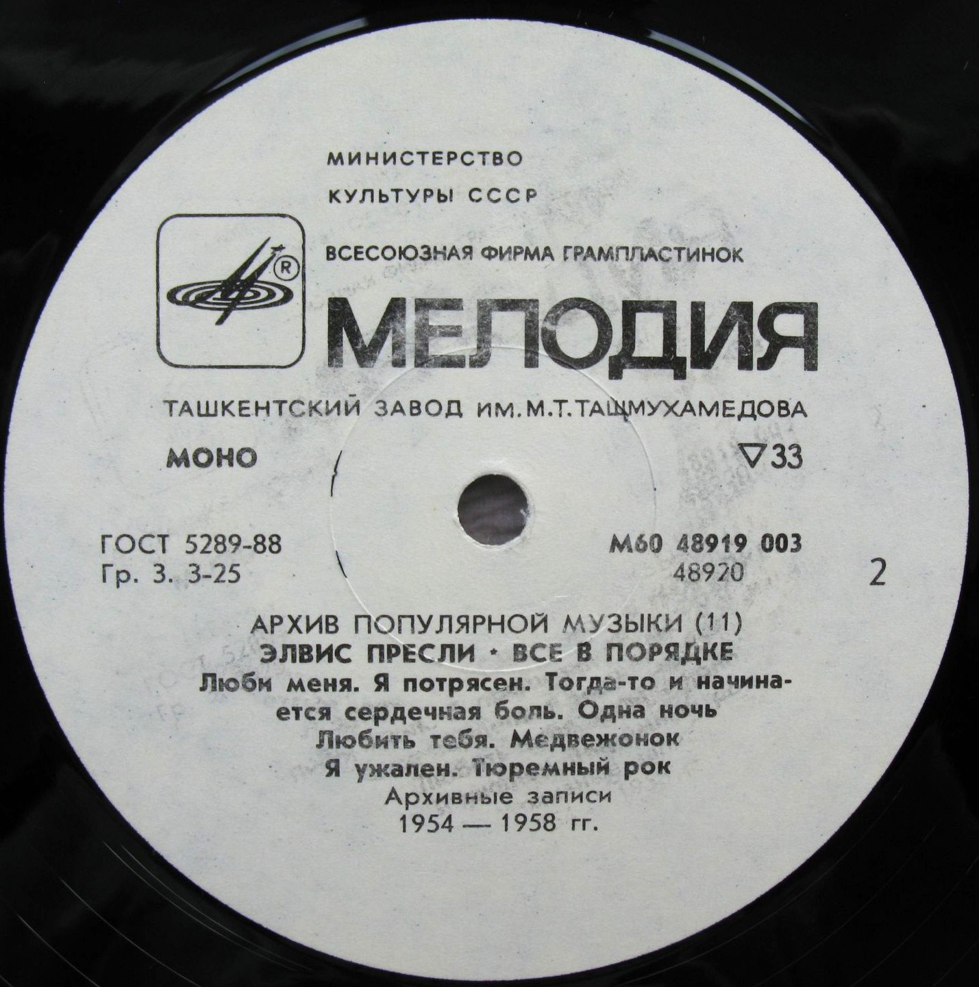 Архив популярной музыки №11. Элвис Пресли. Всё в порядке