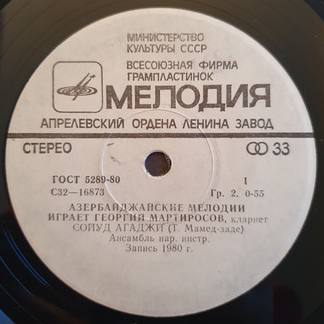 Азербайджанские мелодии играет  Георгий МАРТИРОСОВ (кларнет)