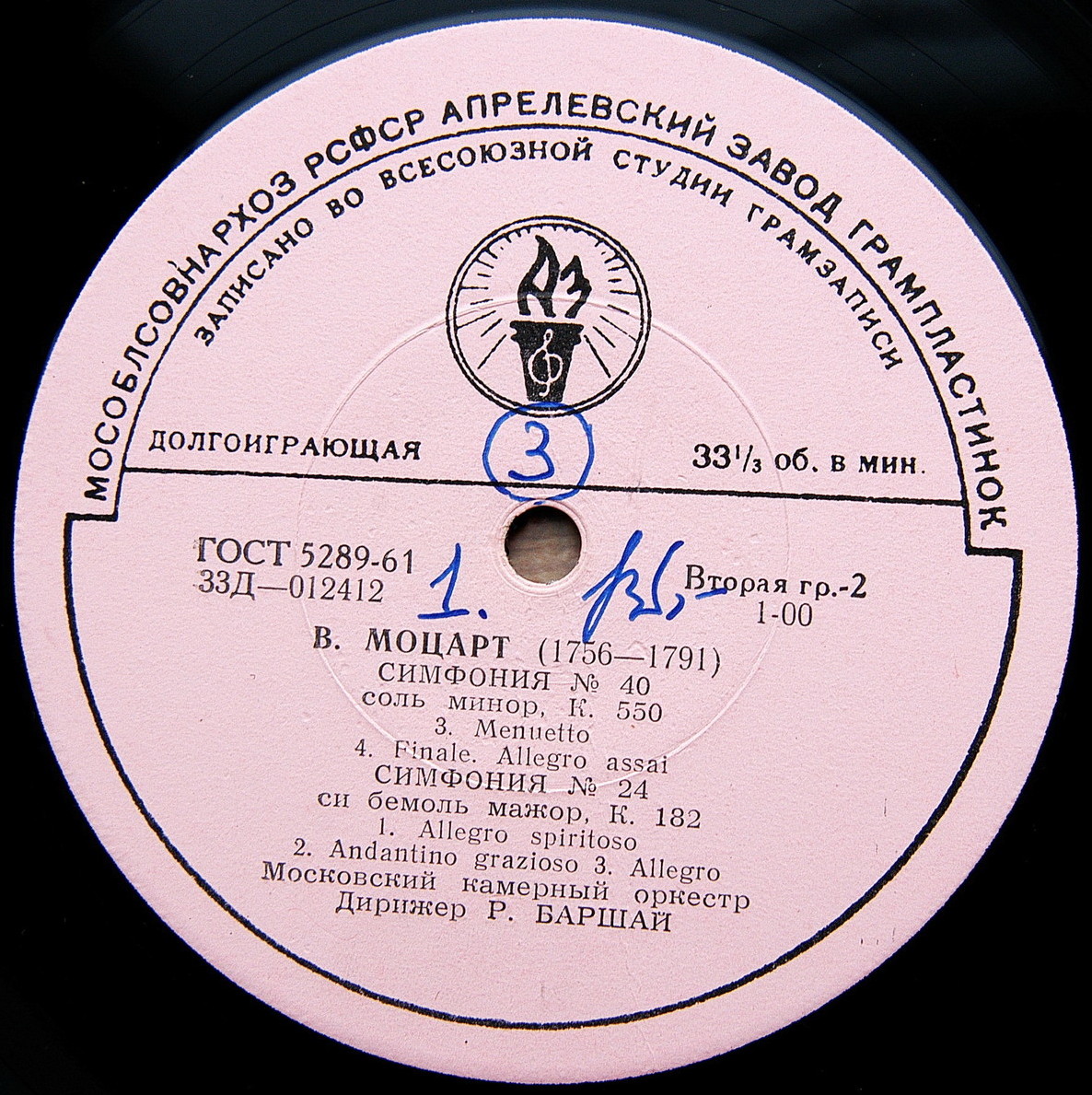 В. МОЦАРТ Симфонии № 40, № 24 (МКО, Р. Баршай)