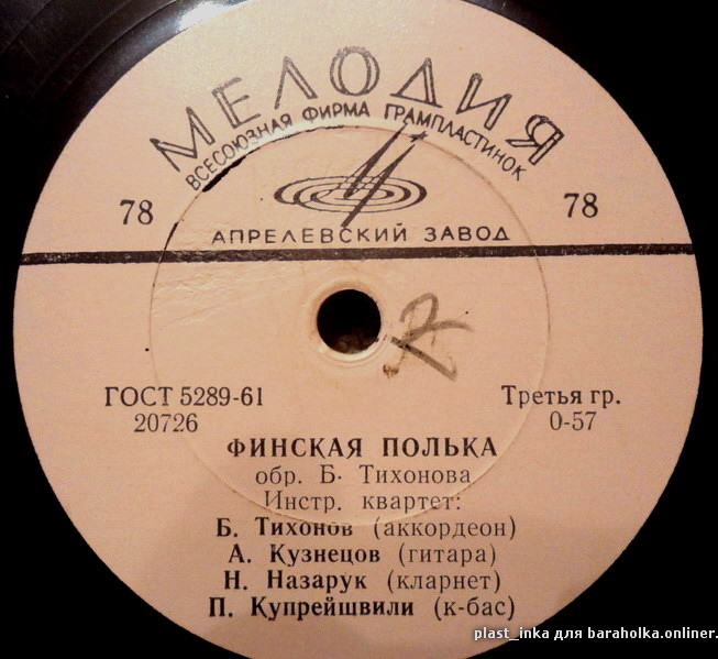Инстр. квартет Б. Тихонова — Финская полька / Белорусская полька