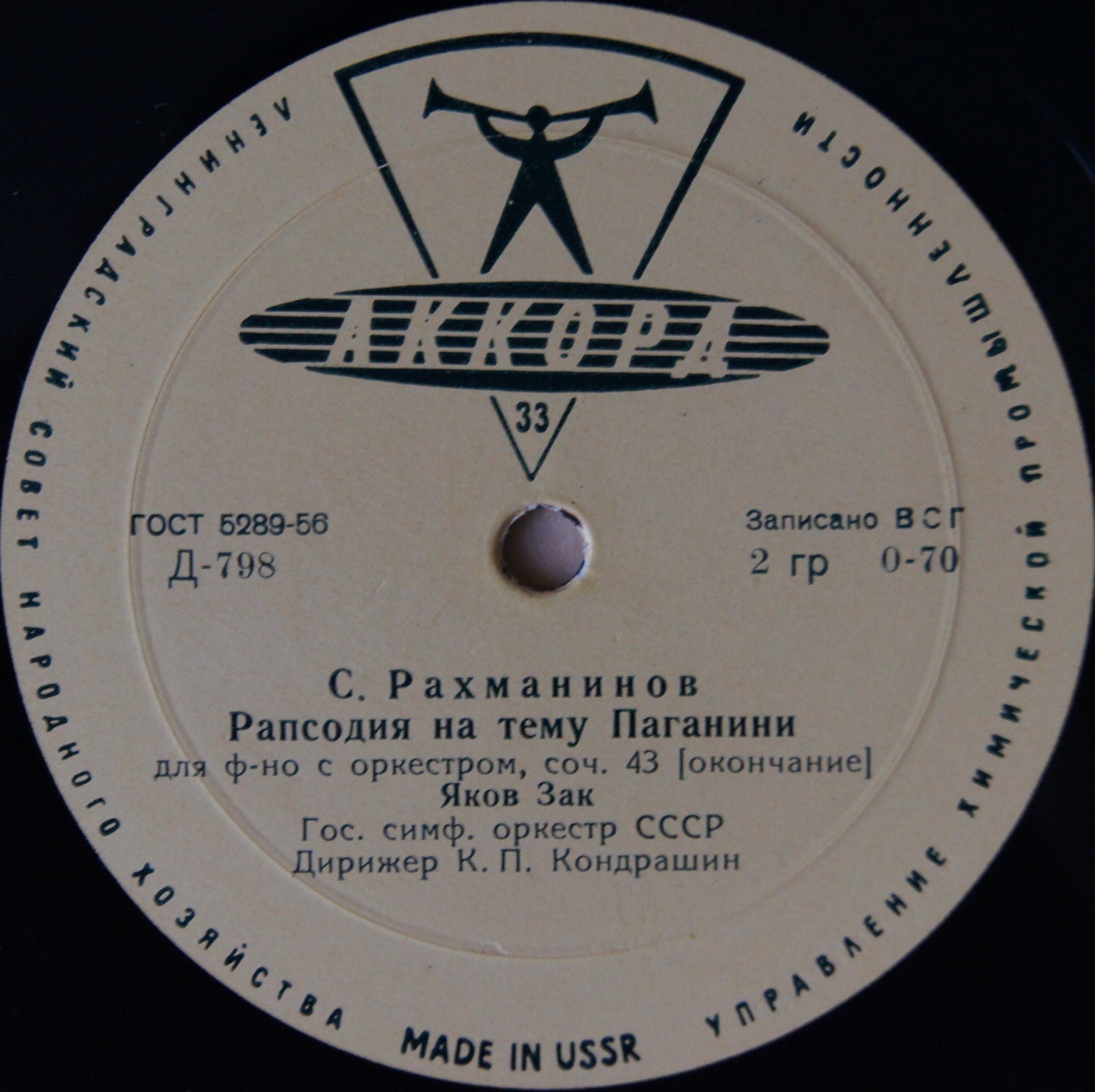 С. РАХМАНИНОВ (1873–1943): Рапсодия на тему Паганини для фортепиано с оркестром, соч. 43 (Я. Зак, К. Кондрашин)