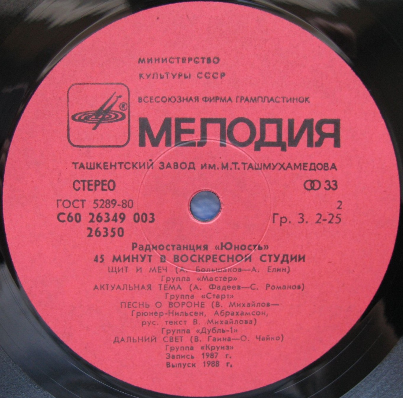 Радиостанция «Юность». 45 минут в воскресной студии