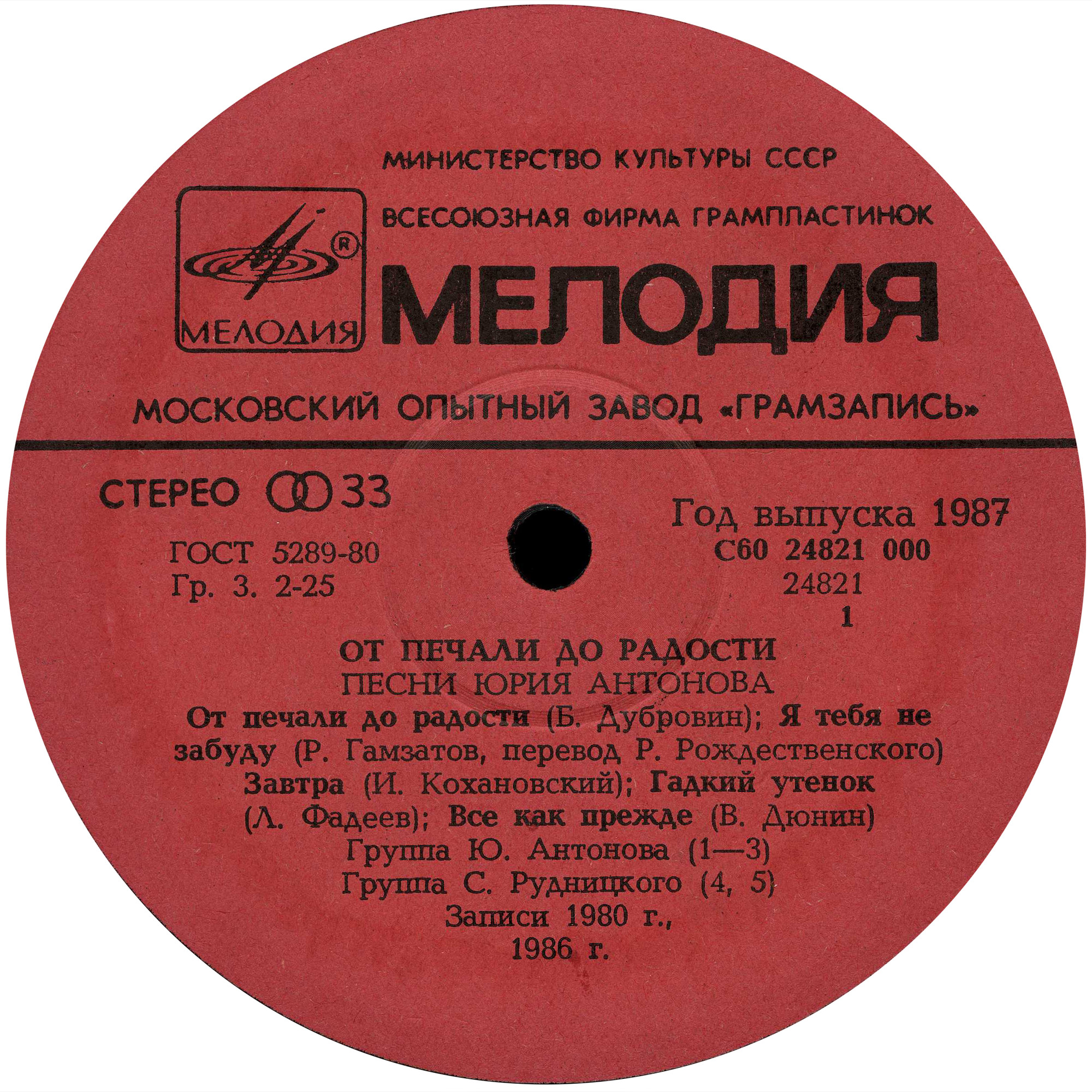 Песни Юрия Антонова - От печали до радости